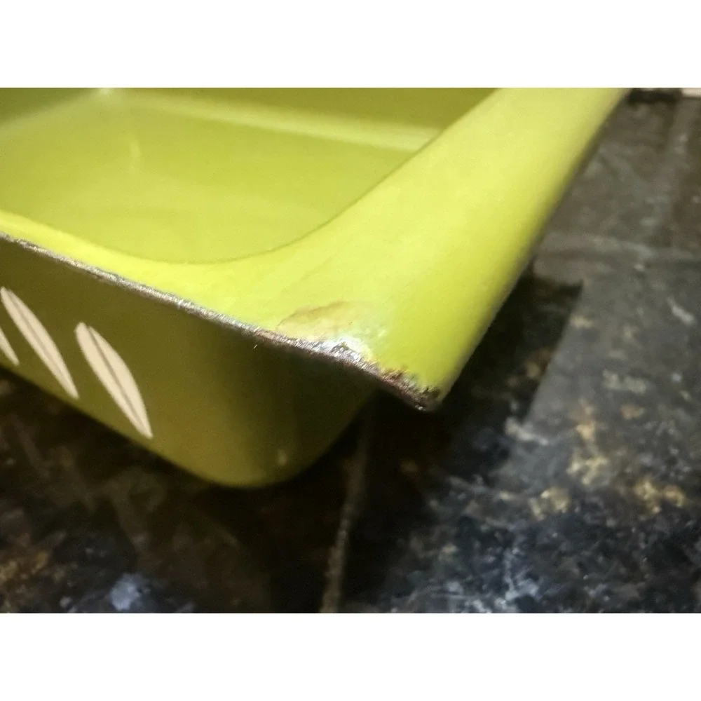 Cathrineholm‎ Lotus Enamelware 14x9 Lasagna Baking Pan Avocado Green Vintage